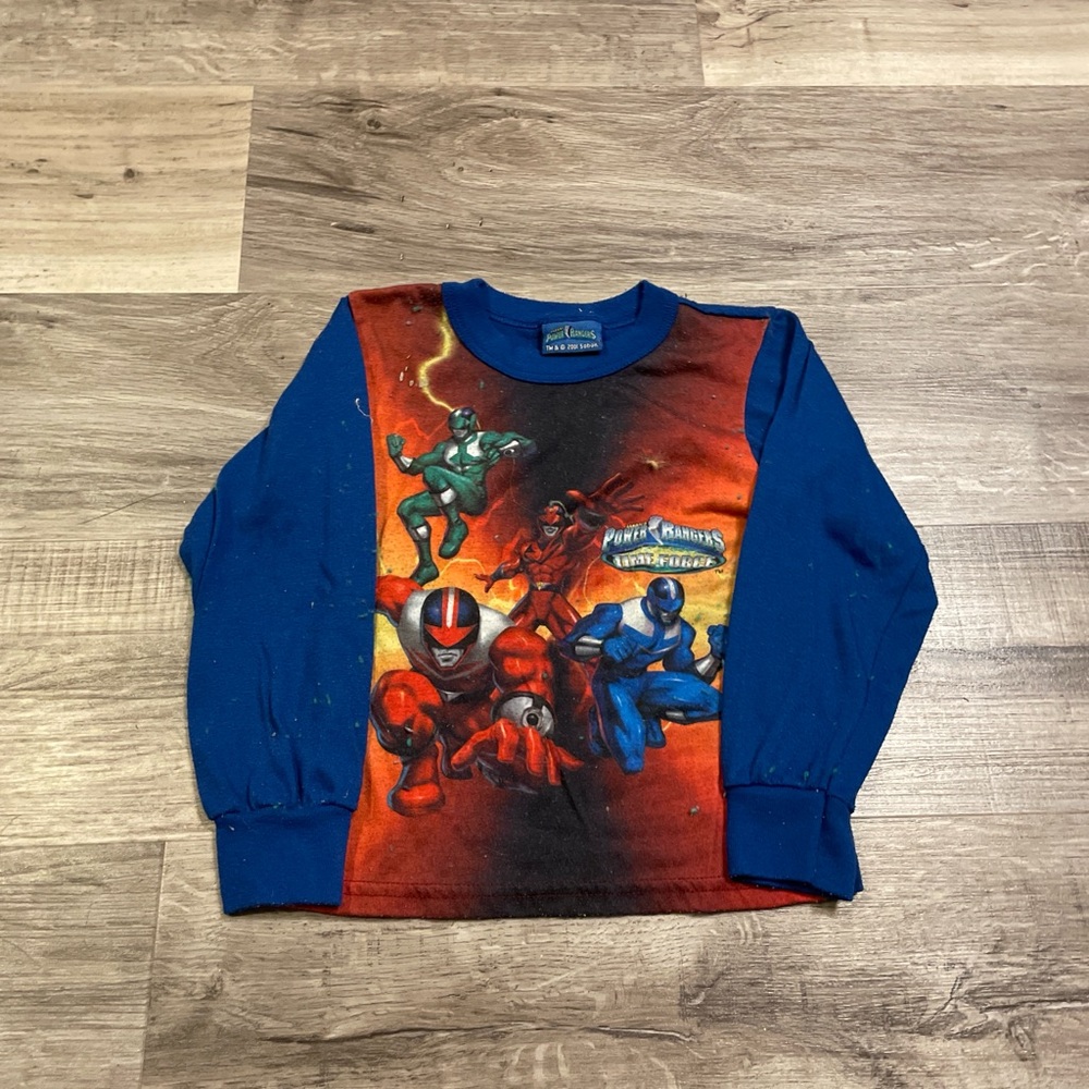 Power Ranger Long Sleeve Kids Tee in Blue and Red Graphic